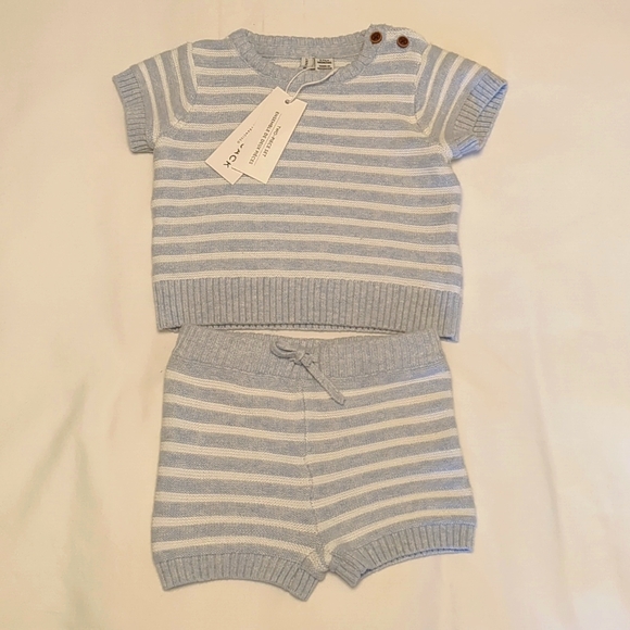 NWT Janie and Jack Blue and White Baby Striped Sweater Matching Set - Picture 4 of 7